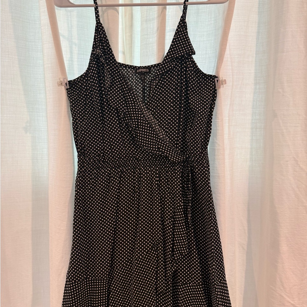 Express Black & White Polka Dot Mini Dress